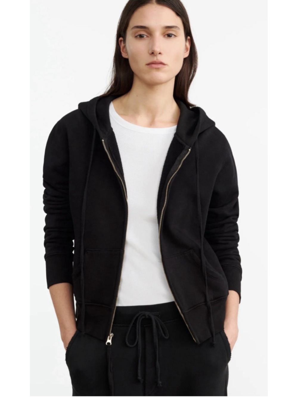 Nili Lotan NWOT Callie Hoodie Zip Up Women's Small Washed Black - Picture 2 of 10